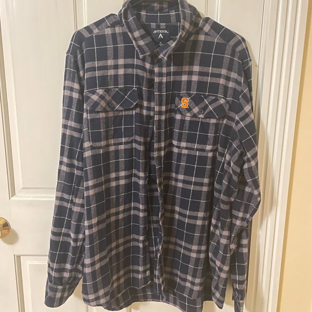 Men's Antigua Navy Syracuse Orange Stance Flannel Button-Up Long Sleeve Shirt